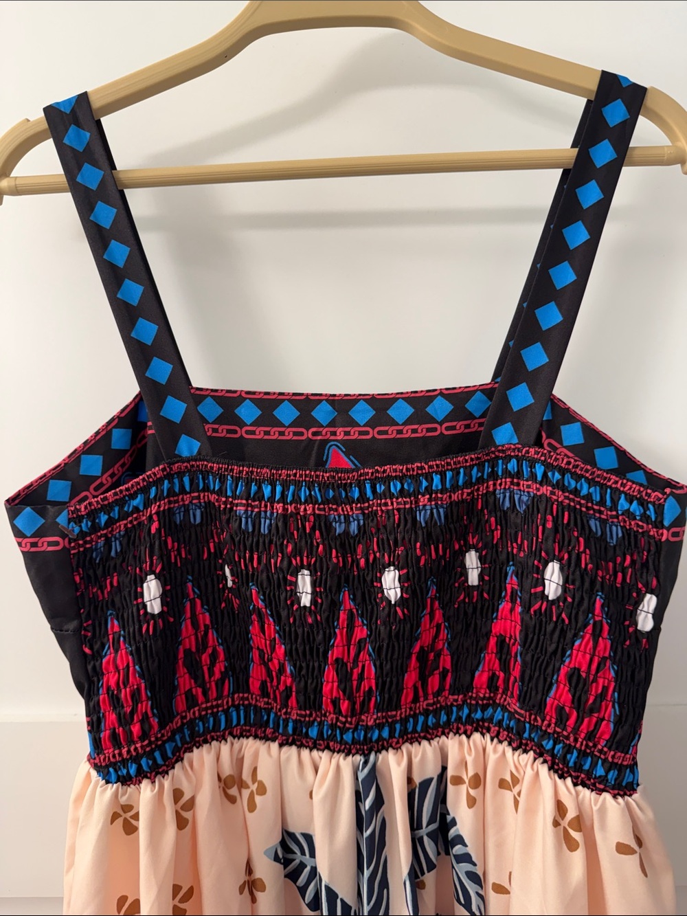 Maxi Sundress with Pink & Navy Leaf Print - Picture 10 of 12